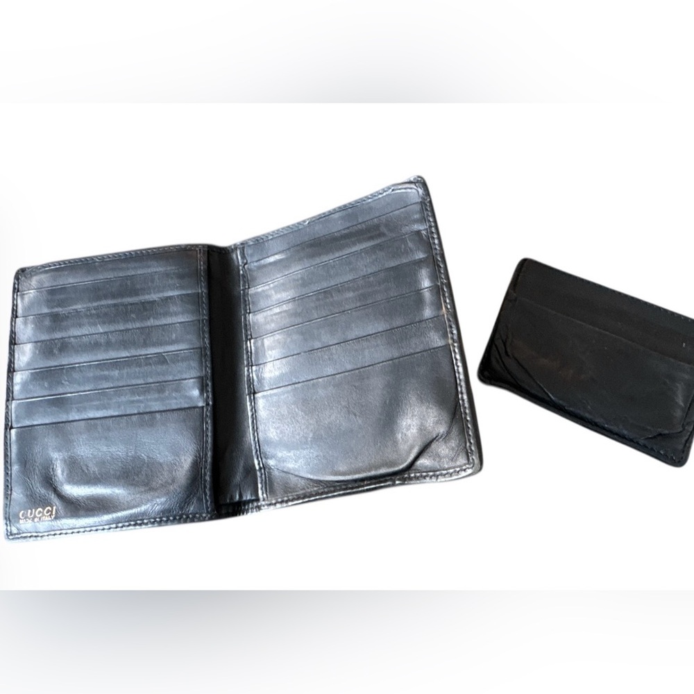 Gucci Black Monogram Card Holder & Wallet Set REHAB AS IS Great For Teens! - Picture 3 of 3